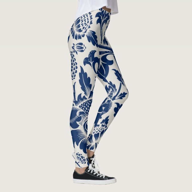 Leggings Motif floral bleu complexe sur fond clair (Droite)