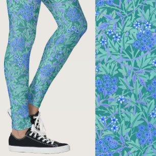Leggings Motif floral bleu inspiré de William Morris