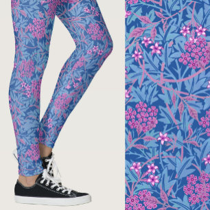 Leggings Motif floral bleu inspiré de William Morris