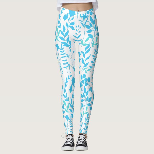 Leggings Motif floral bleu.ST01 sans fond (Devant)