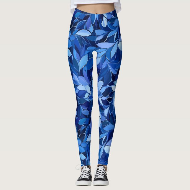 Leggings Motif Floral bleu transparent (Devant)