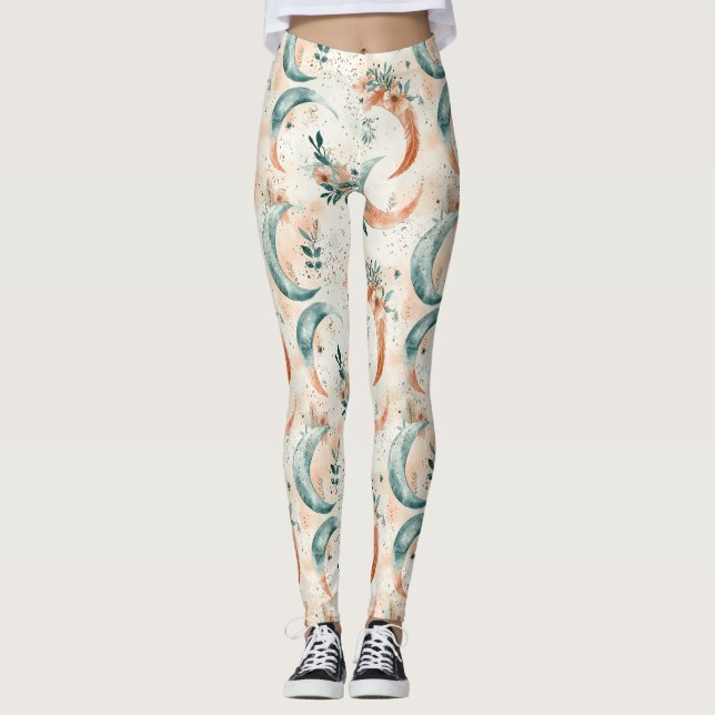 Leggings Motif floral céleste (7) (Devant)