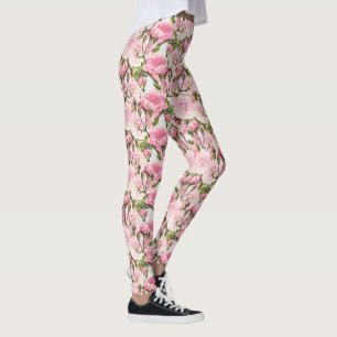 Leggings Motif floral d'aquarelle de pivoine élégante de