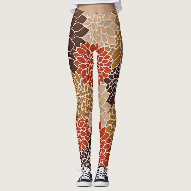 Leggings Motif floral d'automne (Devant)