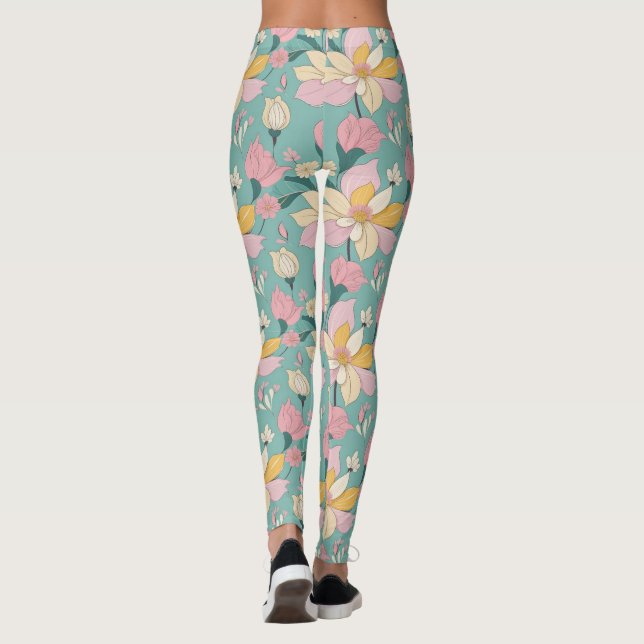 Leggings Motif floral de couleur pastel (Dos)