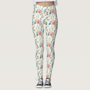 Leggings Motif floral de fleurs sauvages à l'aquarelle