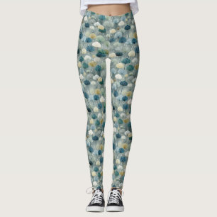 Leggings Motif floral de jardin de pluie serein (1)