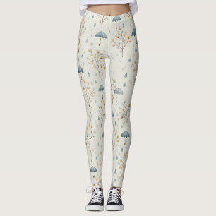 Leggings Motif floral de jardin de pluie serein (10)