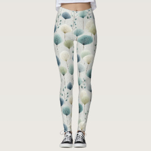Leggings Motif floral de jardin de pluie serein (5)