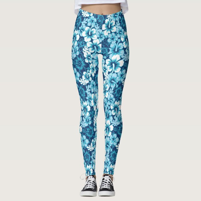 Leggings Motif floral de ketmie de surf (Devant)
