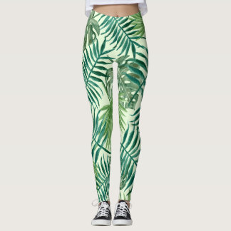 Leggings Motif floral de la feuille de palmes