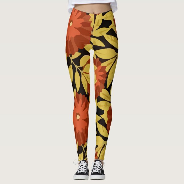 Leggings Motif floral de l'île tropicale (Devant)