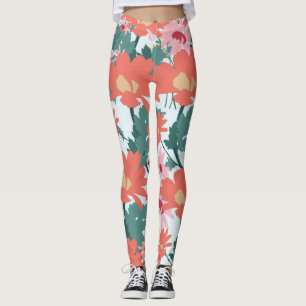 Leggings Motif Floral Dessin Élégant Fleurs Décoratives