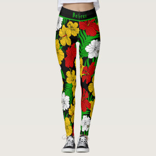 Leggings Motif floral d'hibiscus tropical audacieux 