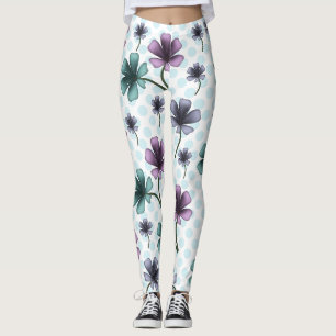 Leggings Motif floral doux Cottagecore   Esthétique pastel