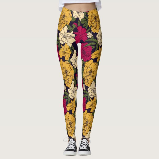 Leggings Motif floral élégant (Devant)