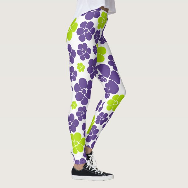Leggings Motif floral en vert lime et violet (Droite)