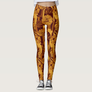 Leggings Motif floral géométrique d'automne moderne