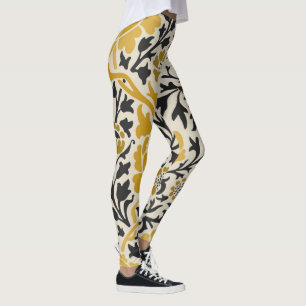 Leggings Motif floral jaune et noir de style vintage