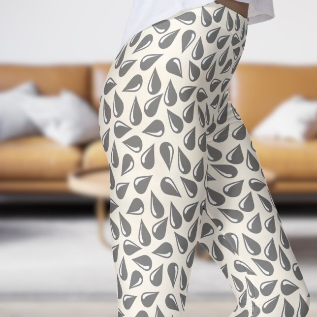 Leggings Motif floral moderne blanc et noir Flickr (Modern Floral White and Black Flick Pattern Leggings)