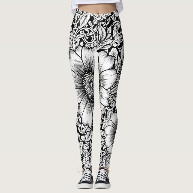 Leggings Motif floral monochrome chic de luxe (7) (Devant)