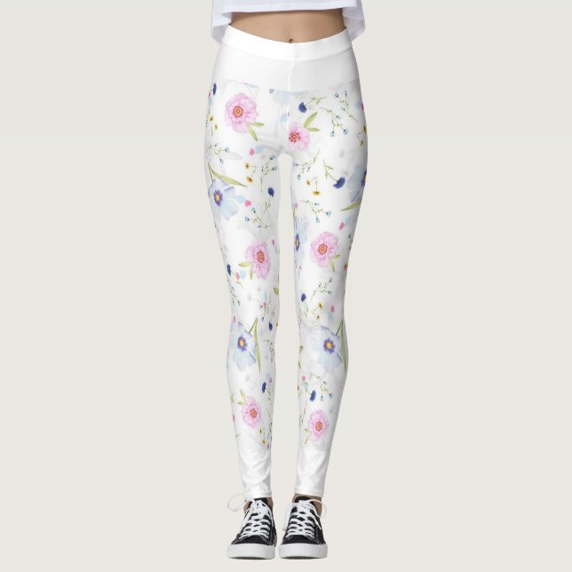 Leggings motif floral noir et blanc (Devant)