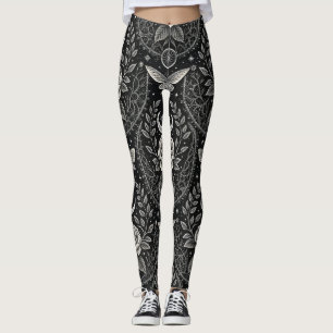 Leggings Motif floral papillon gothique (1)