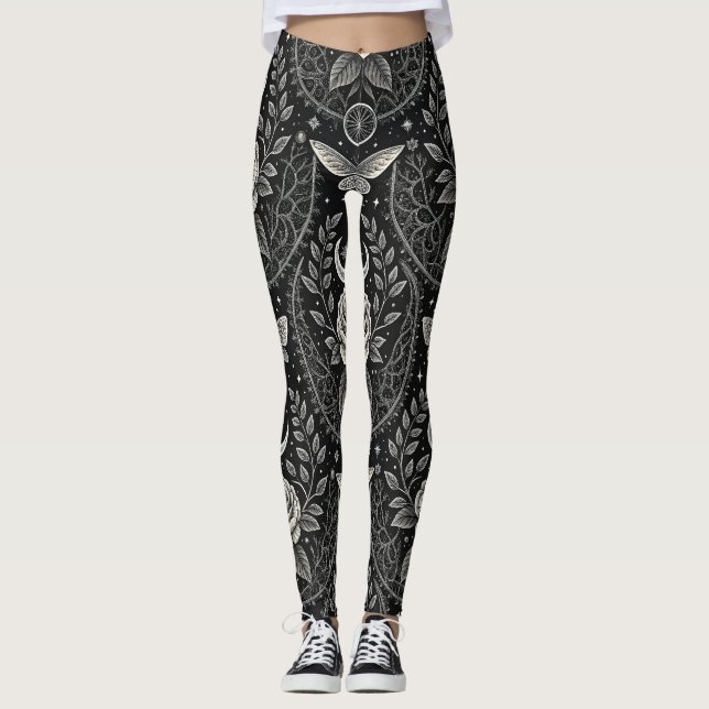 Leggings Motif floral papillon gothique (1) (Devant)