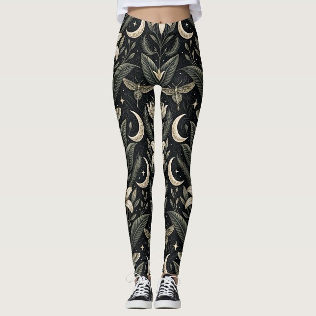 Leggings Motif floral papillon gothique (4) (Devant)