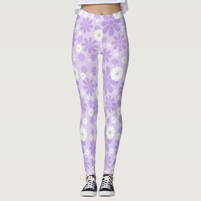 Leggings Motif Floral Pastel LAVANDE (Devant)