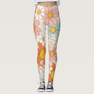 Leggings Motif floral rétro groovy sans couture de margueri