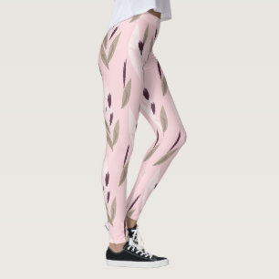 Leggings Motif floral rétro rouge violet rose