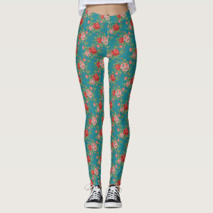 Leggings Motif floral Rose élégant sur couleur personnali