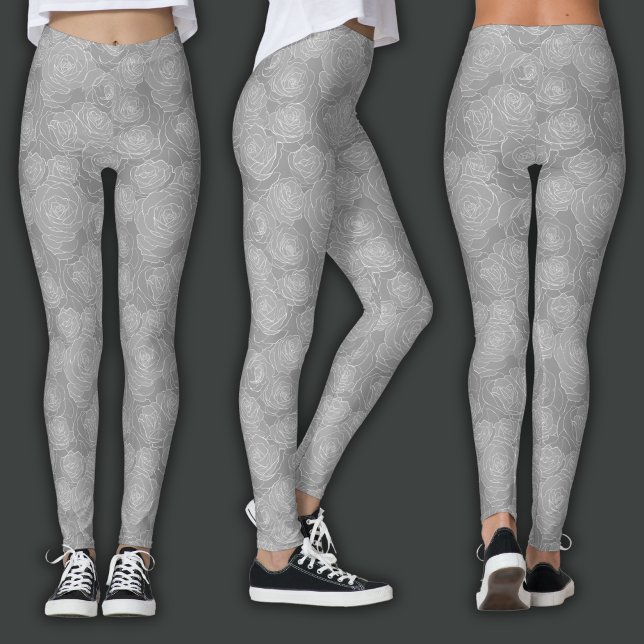 Leggings Motif floral | Rose grise acier (Créateur téléchargé)
