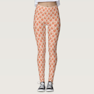 Leggings motif floral rose orange rose mariage printemps