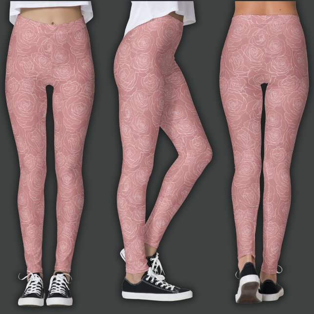 Leggings Motif floral | Rose poudrée (Créateur téléchargé)
