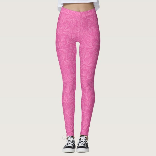Leggings "Motif floral rose, tout simplement"  (Devant)