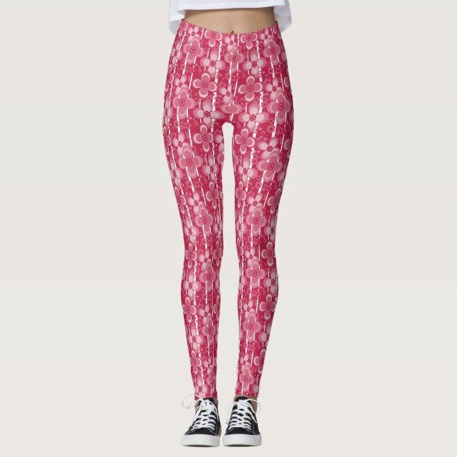 Leggings Motif floral rouge et blanc (Devant)