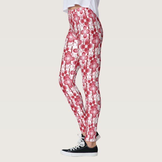 Leggings Motif floral rouge et blanc (Gauche)