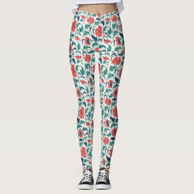 Leggings Motif floral rouge et vert (Devant)