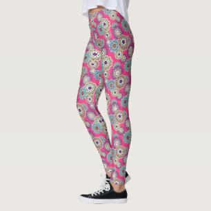 Leggings Motif floral rustique coloré rétro