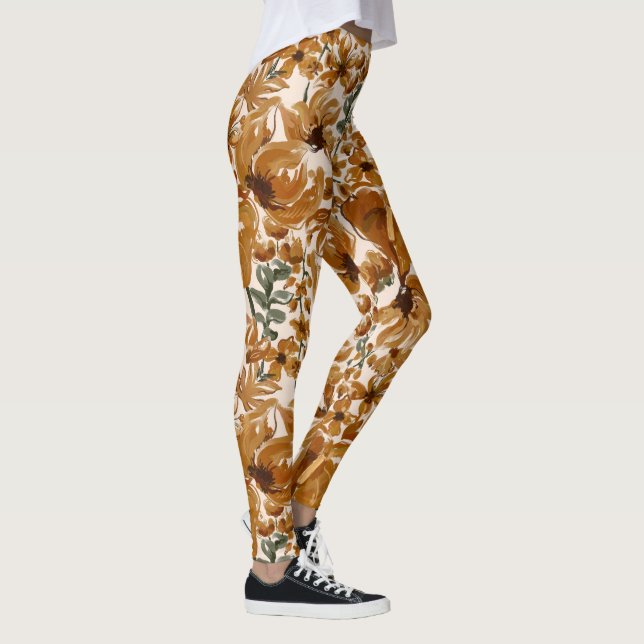 Leggings Motif Floral Rustique d'Automne  (Droite)