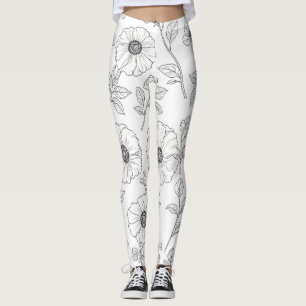 Leggings Motif floral sans couture minimaliste en ligne art