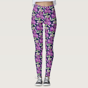 Leggings Motif floral stock d'aquarelle mauve
