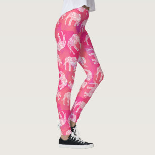 Leggings motif floral tribal coloré rose girly d'éléphan