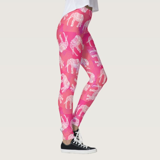 Leggings motif floral tribal coloré rose girly d'éléphant (Droite)