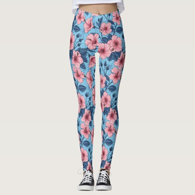 Leggings Motif floral tropical d'Hibiscus (Devant)