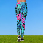Leggings Motif floral Tropical Luscique Noir Turquoise rose<br><div class="desc">Luscious Tropical Floral Pattern Noir Turquoise Pignon Rose</div>