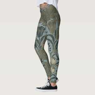 Leggings Motif floral victorien antique terre cuite sauge