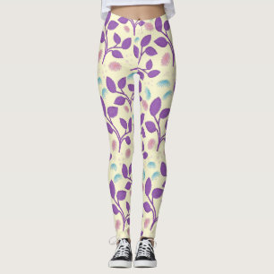 Leggings Motif floral violet foncé Esthétique sans coutur
